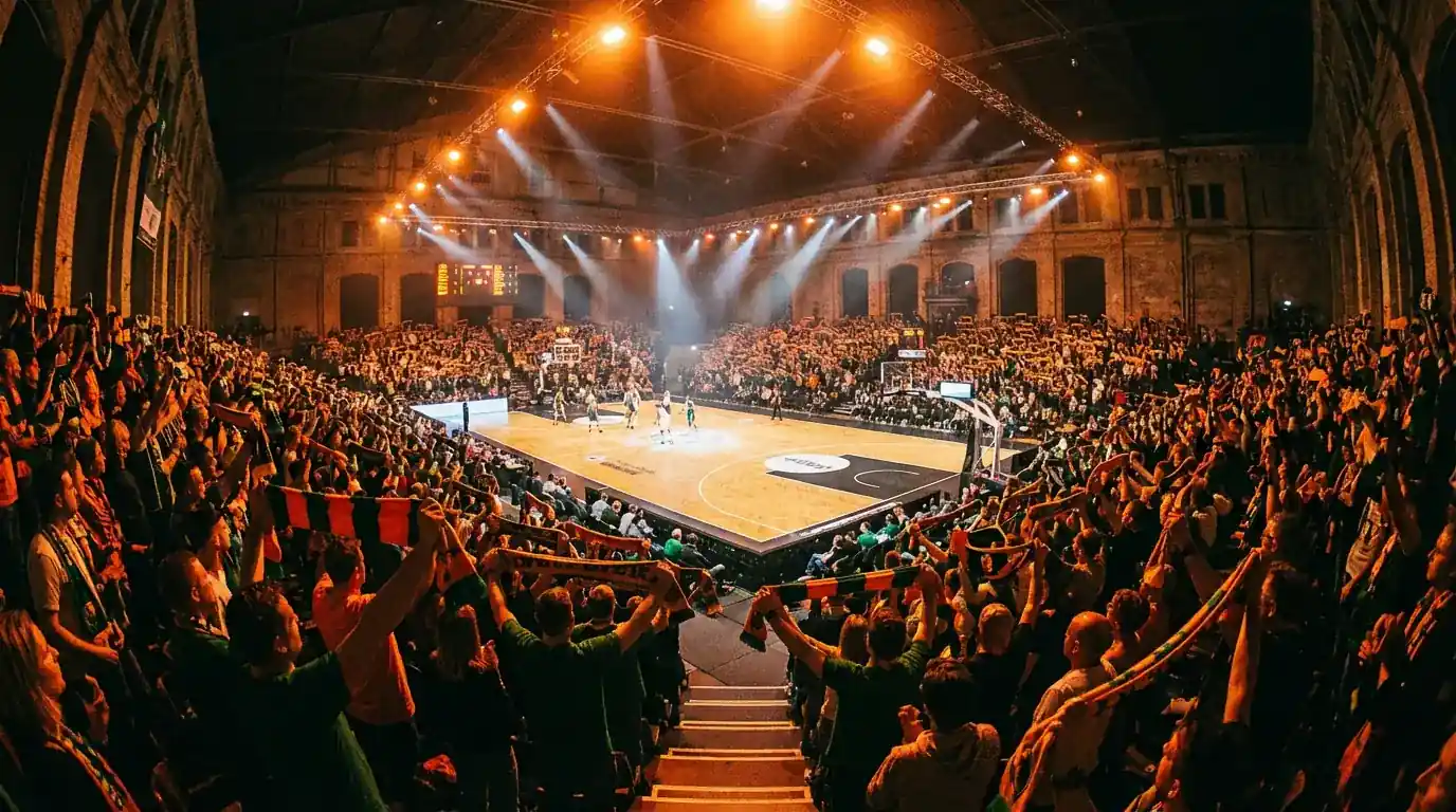 Partido de Euroliga con el ambiente característico de los pabellones europeos