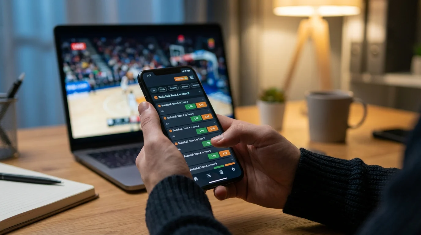 Pantalla mostrando mercados de apuestas de baloncesto con cuotas